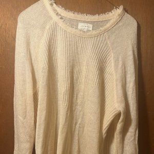 Lucky Brand size large lightweight knit top long sleeve cream color